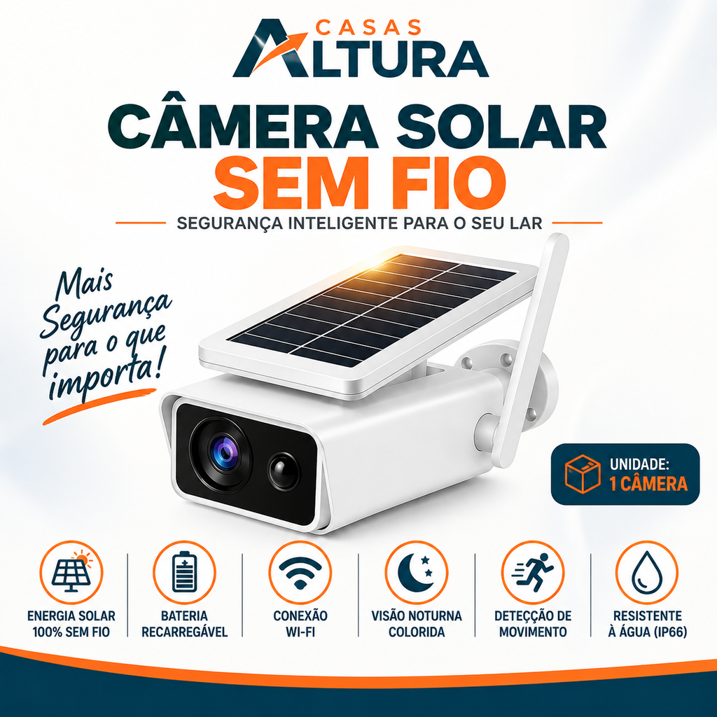 Câmera de Segurança Externa IP Wifi HD com Energia solar